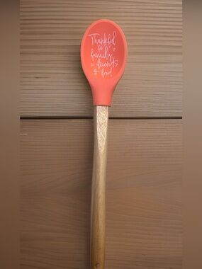 Krumbs Kitchen Farmhouse Silicone Cooking Spoon w/ Wooden Handle